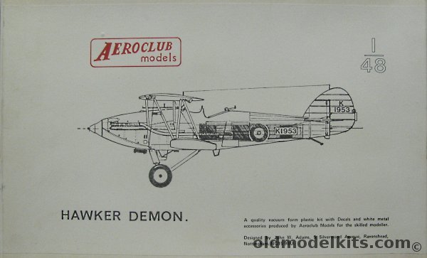 Aeroclub 1/48 Hawker Demon - With Photocut Lewis Machine Guns and Photocut Hawker Oil Cooler plastic model kit